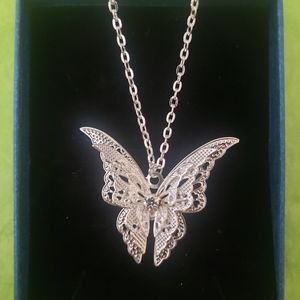 Sterling silver butterfly 3D necklace